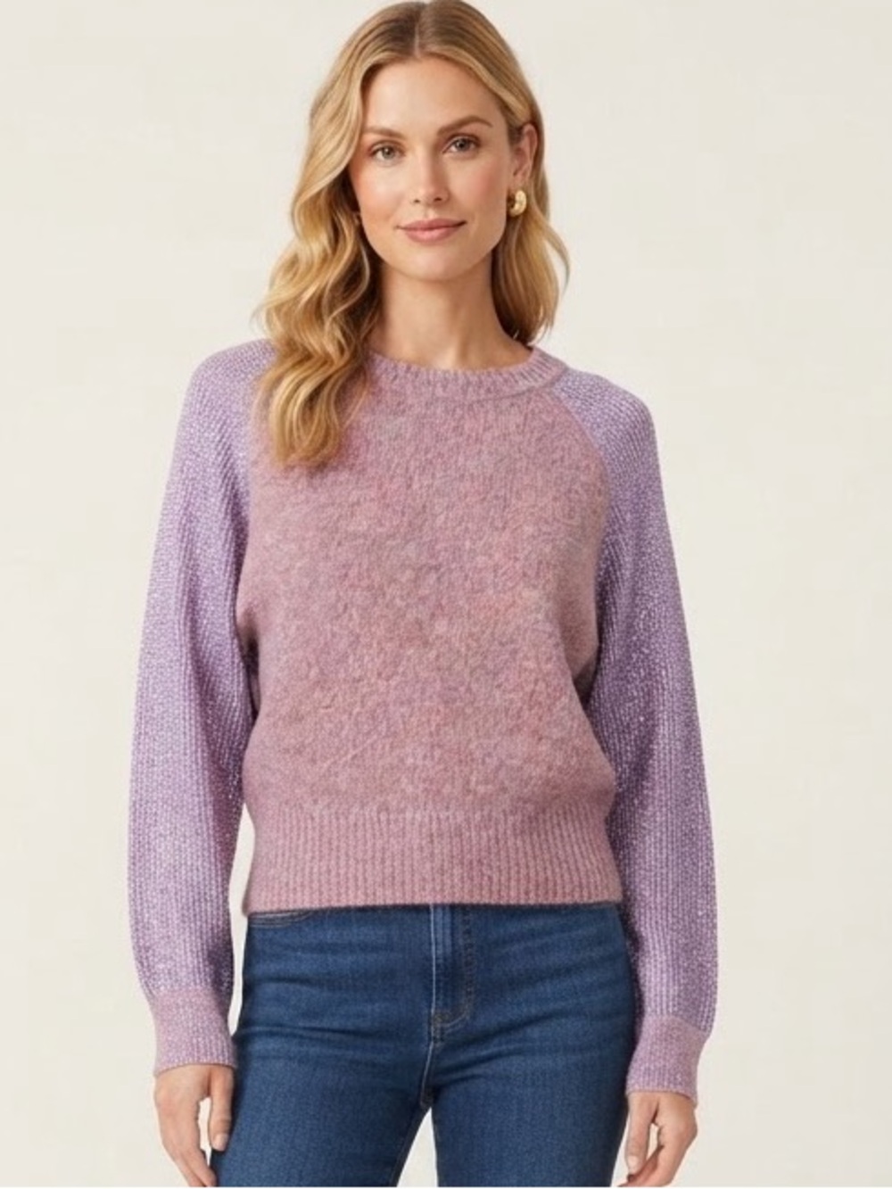 Happy Sheep Cashmere Crew Neck Sweater Size S/M Purple Lavender